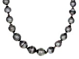 Platinum Cultured Tahitian Pearl Rhodium Over Sterling Silver 18 Inch Strand Necklace