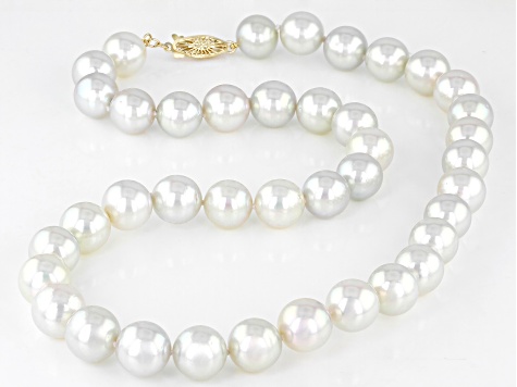 Multi-Color Cultured Japanese Akoya Pearl 14k Yellow Gold 18 Inch Strand Necklace