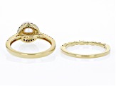 Cultured Freshwater Pearl And Champagne Diamond 18k Gold Over Silver Ring Set .35ctw
