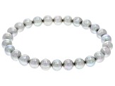 Platinum Cultured Freshwater Pearl Rhodium Over Sterling Stretch Bracelet And Stud Earring Set