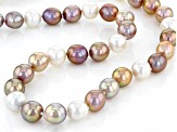 Genusis™ Multi-Color Cultured Freshwater Pearl Rhodium Over Sterling Silver 20 Inch Strand Necklace