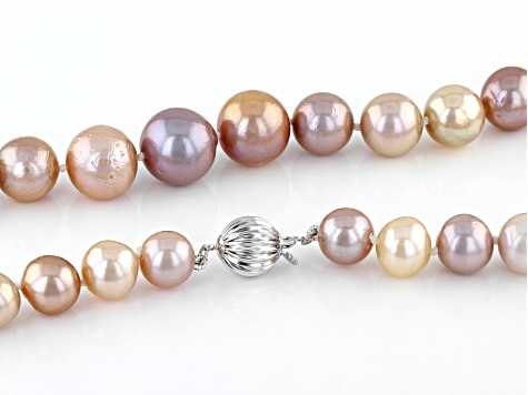 Genusis™ Mutli-Color Cultured Freshwater Pearl Rhodium Over Sterling Silver 20 Inch Necklace