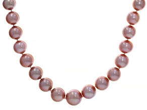 Pink Cultured Freshwater Pearl Rhodium Over Sterling Silver 20 Inch Necklace