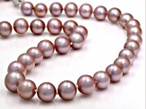 Pink Cultured Freshwater Pearl Rhodium Over Sterling Silver 20 Inch Necklace