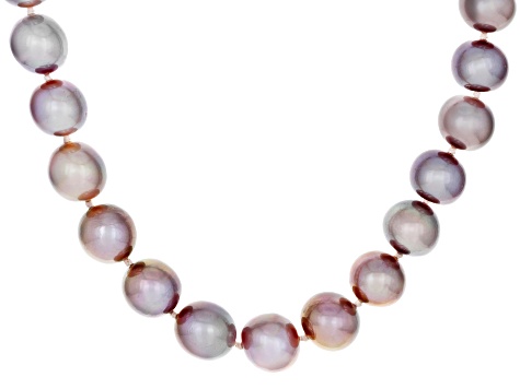 Purple Cultured Freshwater Pearl Rhodium Over Sterling Silver 18 Inch Necklace