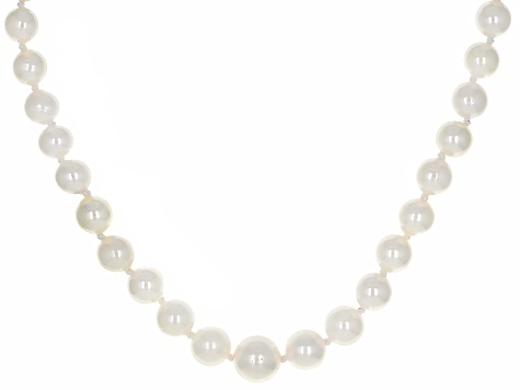 White Cultured Japanese Akoya Pearl Rhodium Over Sterling Silver 18 ...