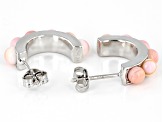 Multi-Color Conch Shell Rhodium Over Sterling Silver J-Hoop Earrings