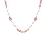 Conch Shell And Cultured Freshwater Pearl Rhodium Over Sterling Silver Necklace