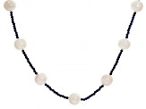 Cultured Freshwater Pearl & Lapis Lazuli 18k Yellow Gold Over Sterling Silver Necklace