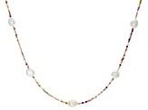 White Cultured Freshwater Pearl & Multi-Tourmaline Rhodium Over Sterling Silver Necklace Set