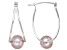 Pink Cultured Freshwater Pearl Rhodium Over Sterling Silver Double Hoop Earrings