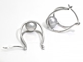 Platinum Cultured Freshwater Pearl Rhodium Over Sterling Silver Double Hoop Earrings