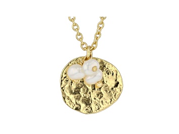 Picture of White Cultured Freshwater Pearl 18k Yellow Gold Over Sterling Silver Necklace