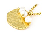 White Cultured Freshwater Pearl 18k Yellow Gold Over Sterling Silver Necklace