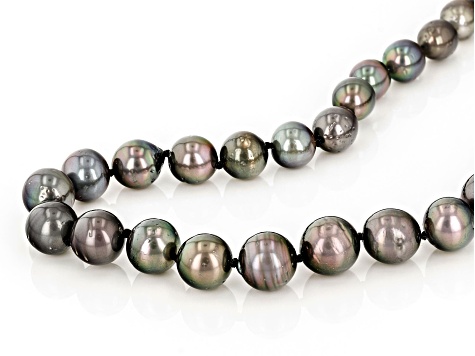 Cultured Tahitian Pearl Rhodium Over 14k White Gold 18 Inch Strand Necklace