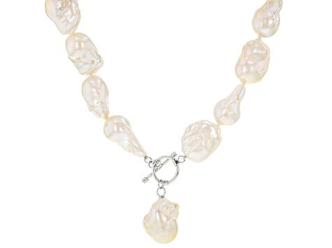 Genusis™ White Cultured Freshwater Pearl Rhodium Over Sterling Silver 20 Inch Necklace