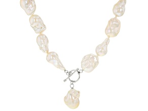 Genusis™ White Cultured Freshwater Pearl Rhodium Over Sterling Silver 20 Inch Necklace