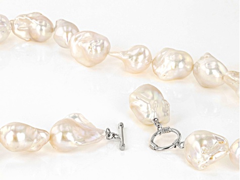 Genusis™ White Cultured Freshwater Pearl Rhodium Over Sterling Silver 20 Inch Necklace