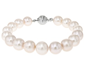 Genusis™ White Cultured Freshwater Pearl Rhodium Over Sterling Silver Bracelet