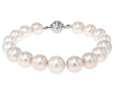 Genusis™ White Cultured Freshwater Pearl Rhodium Over Sterling Silver Bracelet