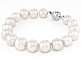 Genusis™ White Cultured Freshwater Pearl Rhodium Over Sterling Silver Bracelet