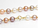 Multi-Color Cultured Freshwater Pearl 14k Yellow Gold 18 Inch Necklace