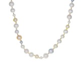 Multi-Color Cultured Japanese Akoya Pearl Rhodium Over Sterling Silver 18 Inch Necklace