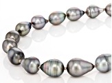 Cultured Tahitian Pearl Rhodium Over Sterling Silver 18 Inch Strand Necklace