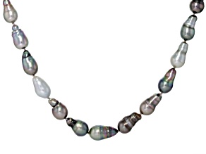 Multi-Color Cultured Tahitian Pearl Rhodium Over Sterling Silver 22 Inch Necklace