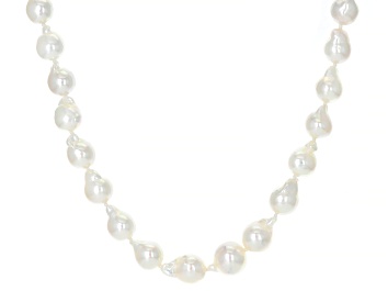 Picture of White Cultured Akoya Pearl Rhodium Over Sterling Silver 18 Inch Strand Necklace
