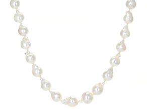 White Cultured Akoya Pearl Rhodium Over Sterling Silver 18 Inch Strand Necklace