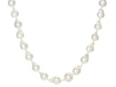 White Cultured Akoya Pearl Rhodium Over Sterling Silver 18 Inch Strand Necklace