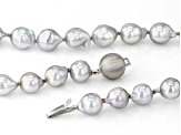 Platinum Cultured Japanese Akoya Pearl Rhodium Over Serling Silver 18 Inch Strand Necklace