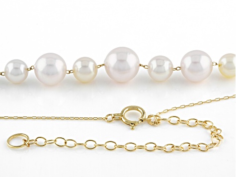 Multi-Color & White Cultured Japanese Akoya Pearl 14k Yellow Gold Strand Necklace