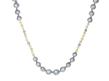 Picture of Platinum & Multi-Color Cultured Japanese Akoya Pearl Rhodium Over Sterling Silver 34 Inch Necklace