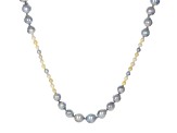 Platinum & Multi-Color Cultured Japanese Akoya Pearl Rhodium Over Sterling Silver 34 Inch Necklace