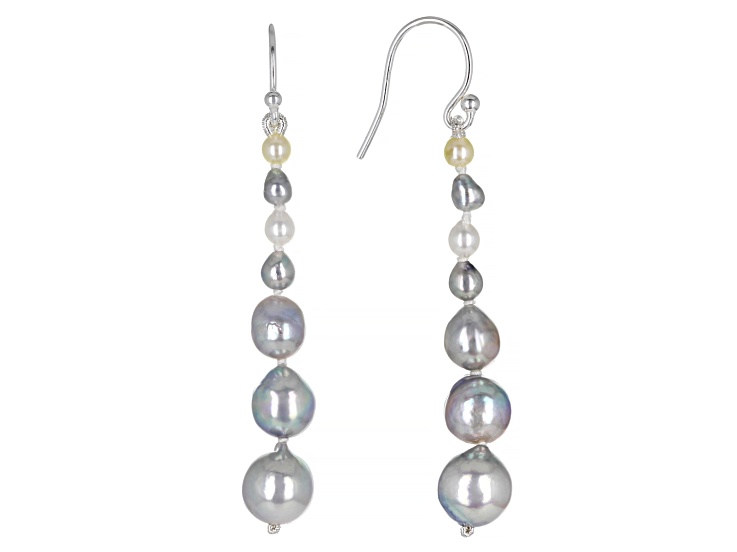 Multi-Color Cultured Akoya Pearl Rhodium Over Sterling