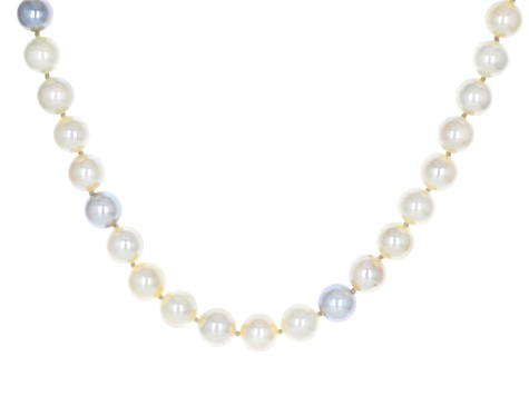 Multi-Color Cultured Japanese Akoya Pearl Rhodium Over Sterling Silver 18 Inch Necklace