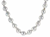 Platinum Cultured Japanese Akoya Pearl Rhodium Over Sterling Silver 18 Inch Necklace