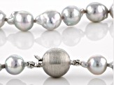 Platinum Cultured Japanese Akoya Pearl Rhodium Over Sterling Silver 18 Inch Necklace