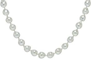 White Cultured Japanese Akoya Pearl Rhodium Over Sterling Silver 18 Inch Necklace