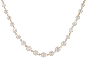 White & Multi-Color Cultured Japanese Akoya Pearl 14k Yellow Gold Necklace.