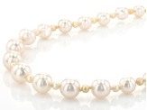 White & Multi-Color Cultured Japanese Akoya Pearl 14k Yellow Gold Necklace.