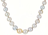 Multi-Color Cultured Japanese Akoya Pearl Rhodium Over Sterling Silver 18 Inch Strand
