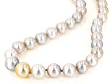 Multi-Color Cultured Japanese Akoya Pearl Rhodium Over Sterling Silver 18 Inch Strand