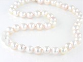 White Cultured Japanese Akoya Pearl Rhodium Over Sterling Silver 18 Inch Necklace