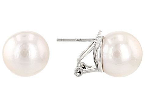 Genusis™ White Cultured Freshwater Pearl Rhodium Over Sterling Silver Earrings