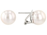 Genusis™ White Cultured Freshwater Pearl Rhodium Over Sterling Silver Earrings