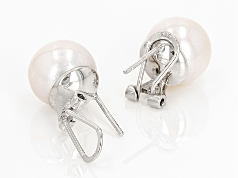 Genusis™ White Cultured Freshwater Pearl Rhodium Over Sterling Silver Earrings