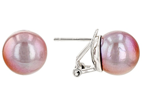 Genusis™ Lavender Cultured Freshwater Pearl Rhodium Over Sterling Silver Earrings